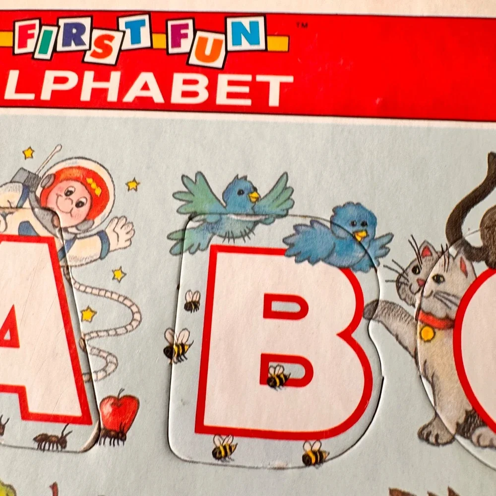 Vintage 80s Golden First Fun Alphabet Frame Tray Puzzle Educational Learning Toy